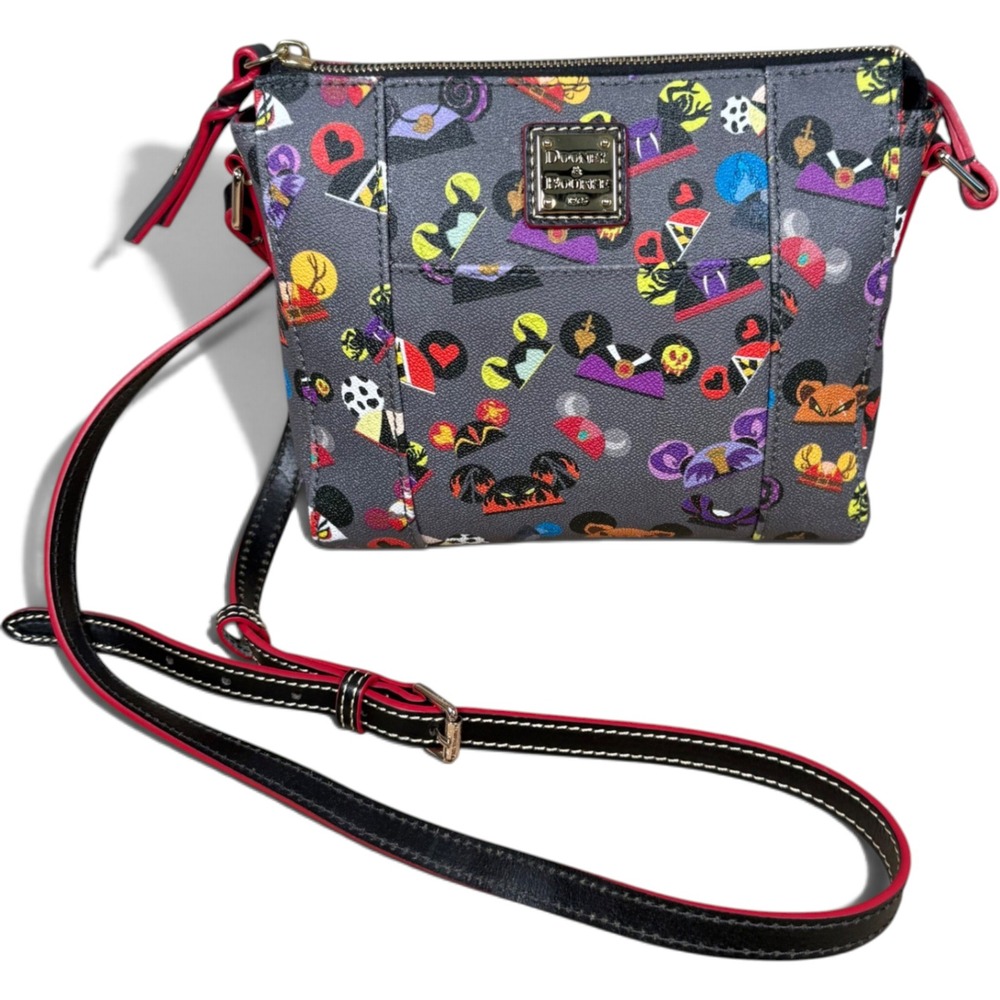Dooney & Bourke Crossbody Bag Disney Villains Ear Hat Print 2018 Gray EUC